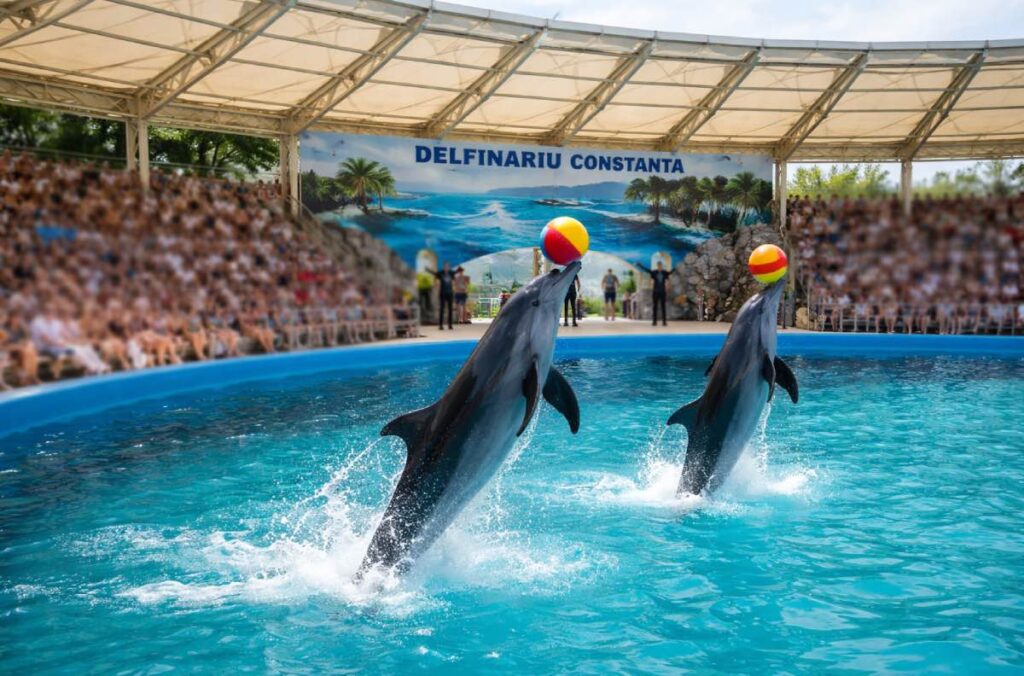 Delfinariu Constanța – spectacol cu delfini în cadrul Complexului Muzeal de Științe ale Naturii